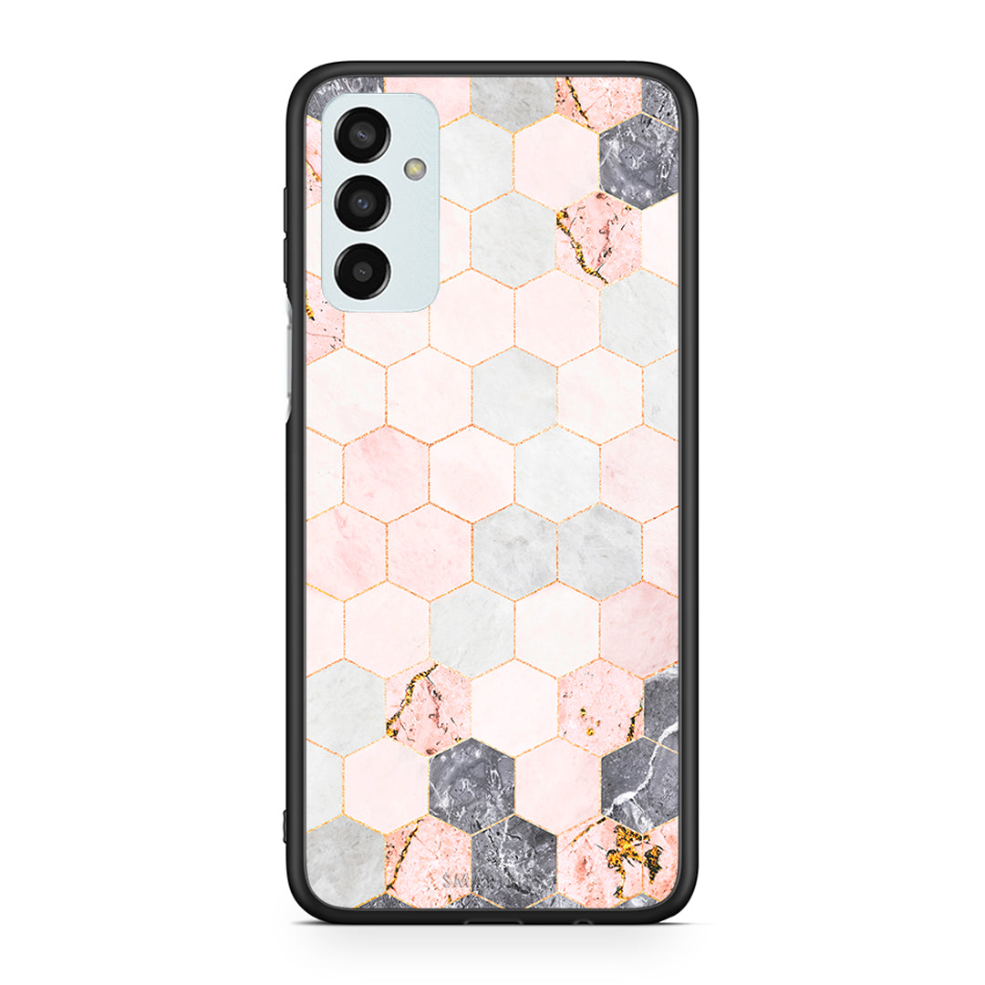 4 - Samsung M13 Hexagon Pink Marble case, cover, bumper