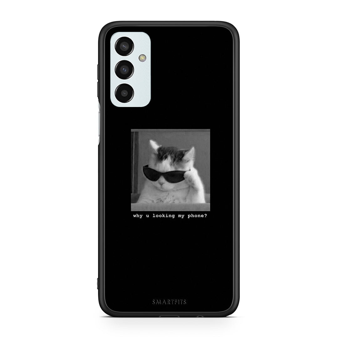 Samsung M13 Meme Cat θήκη από τη Smartfits με σχέδιο στο πίσω μέρος και μαύρο περίβλημα | Smartphone case with colorful back and black bezels by Smartfits