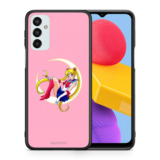 Θήκη Samsung M13 Moon Girl από τη Smartfits με σχέδιο στο πίσω μέρος και μαύρο περίβλημα | Samsung M13 Moon Girl case with colorful back and black bezels