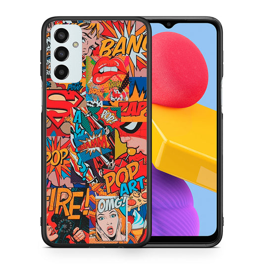 Θήκη Samsung M13 PopArt OMG από τη Smartfits με σχέδιο στο πίσω μέρος και μαύρο περίβλημα | Samsung M13 PopArt OMG case with colorful back and black bezels