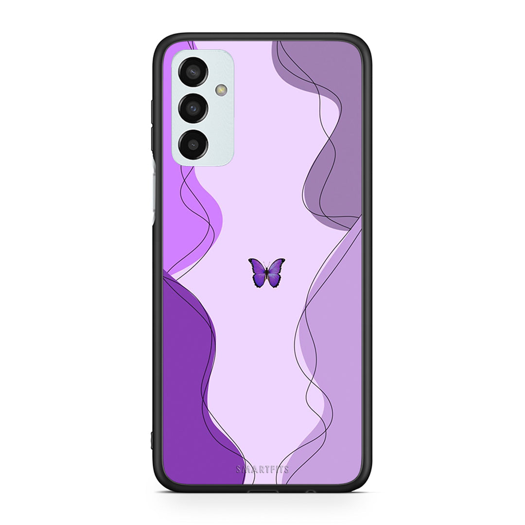 Samsung M13 Purple Mariposa Θήκη Αγίου Βαλεντίνου από τη Smartfits με σχέδιο στο πίσω μέρος και μαύρο περίβλημα | Smartphone case with colorful back and black bezels by Smartfits