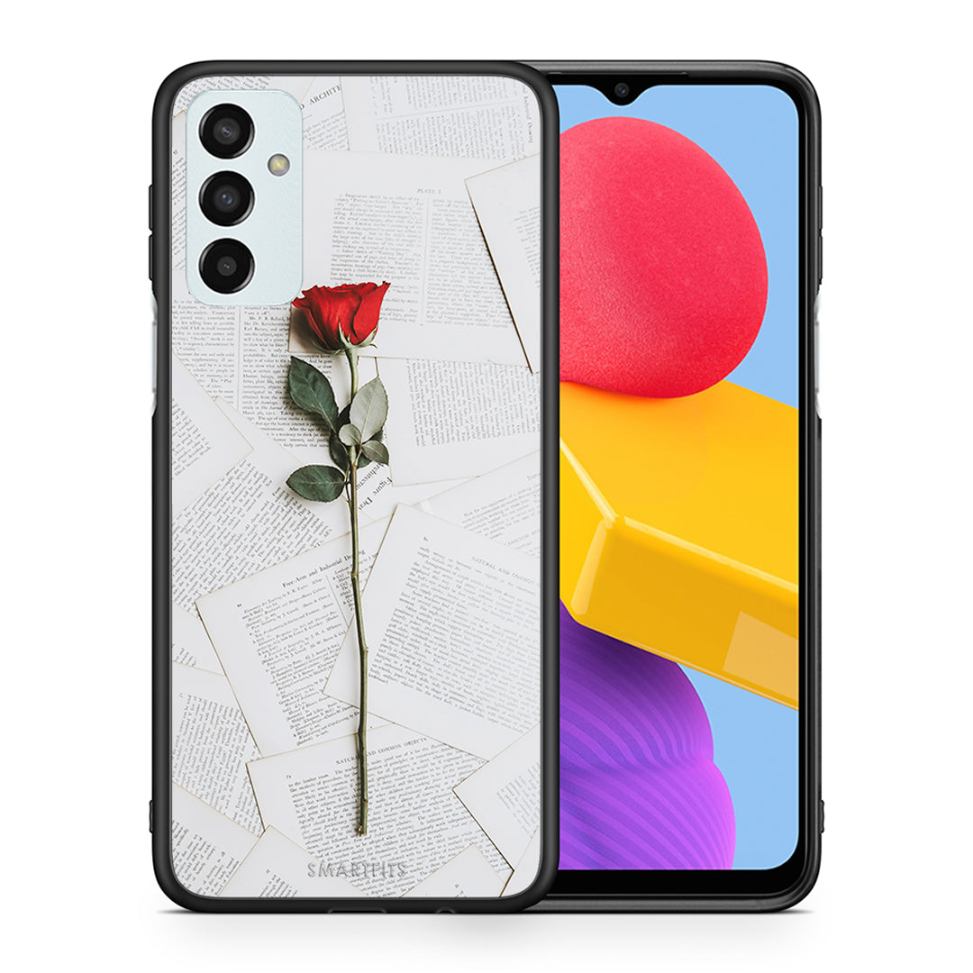 Θήκη Samsung M13 Red Rose από τη Smartfits με σχέδιο στο πίσω μέρος και μαύρο περίβλημα | Samsung M13 Red Rose case with colorful back and black bezels