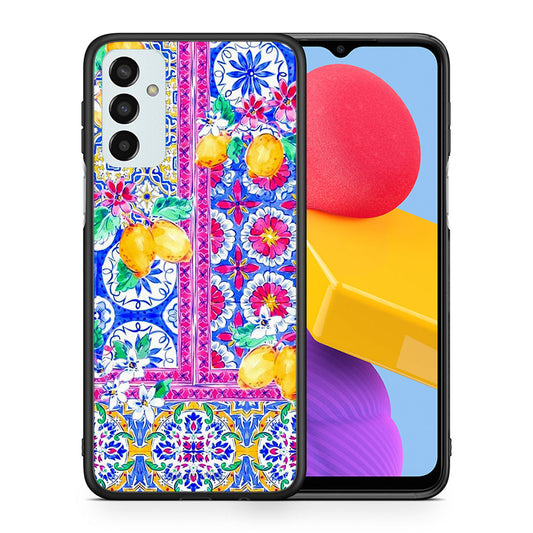 Θήκη Samsung M13 Retro Spring από τη Smartfits με σχέδιο στο πίσω μέρος και μαύρο περίβλημα | Samsung M13 Retro Spring case with colorful back and black bezels