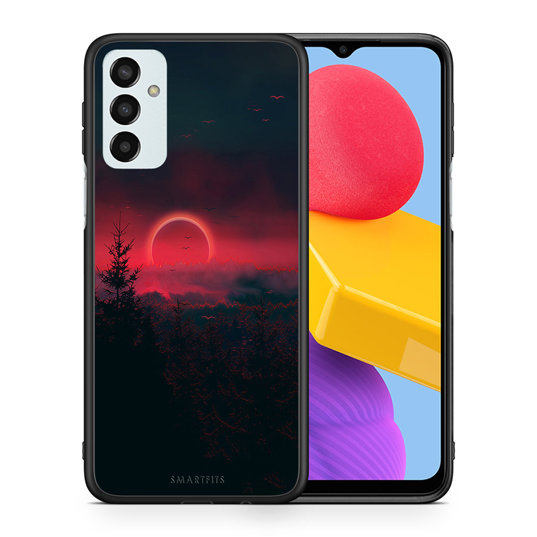 Θήκη Samsung M13 Sunset Tropic από τη Smartfits με σχέδιο στο πίσω μέρος και μαύρο περίβλημα | Samsung M13 Sunset Tropic case with colorful back and black bezels