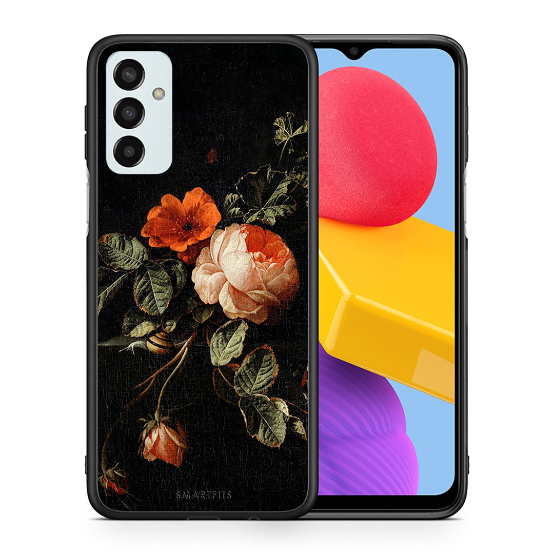 Θήκη Samsung M13 Vintage Roses από τη Smartfits με σχέδιο στο πίσω μέρος και μαύρο περίβλημα | Samsung M13 Vintage Roses case with colorful back and black bezels