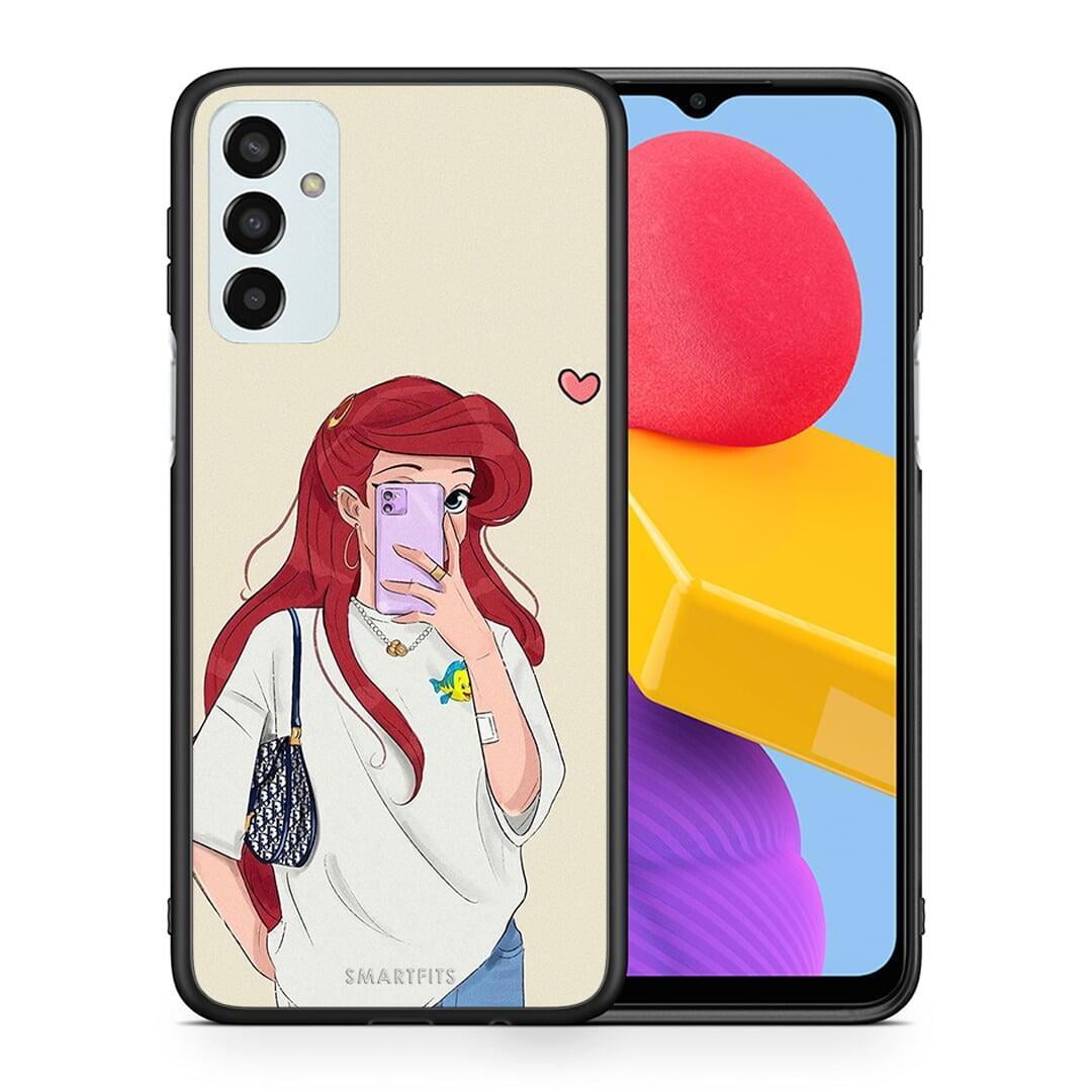 Θήκη Samsung M13 Walking Mermaid από τη Smartfits με σχέδιο στο πίσω μέρος και μαύρο περίβλημα | Samsung M13 Walking Mermaid case with colorful back and black bezels