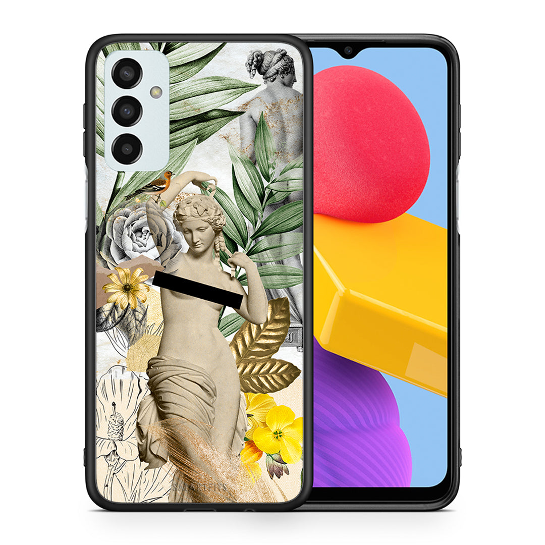 Θήκη Samsung M13 Woman Statue από τη Smartfits με σχέδιο στο πίσω μέρος και μαύρο περίβλημα | Samsung M13 Woman Statue case with colorful back and black bezels