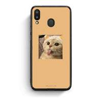 Thumbnail for Samsung M20 Cat Tongue θήκη από τη Smartfits με σχέδιο στο πίσω μέρος και μαύρο περίβλημα | Smartphone case with colorful back and black bezels by Smartfits