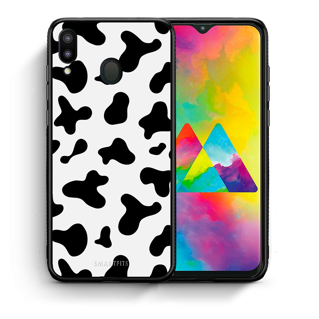 Θήκη Samsung M20 Cow Print από τη Smartfits με σχέδιο στο πίσω μέρος και μαύρο περίβλημα | Samsung M20 Cow Print case with colorful back and black bezels