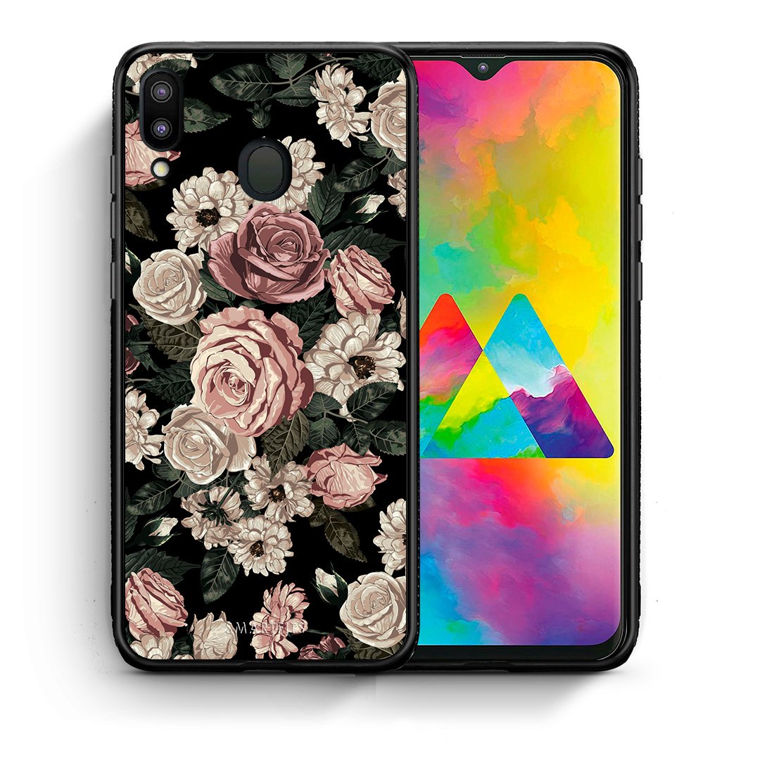 Θήκη Samsung M20 Wild Roses Flower από τη Smartfits με σχέδιο στο πίσω μέρος και μαύρο περίβλημα | Samsung M20 Wild Roses Flower case with colorful back and black bezels