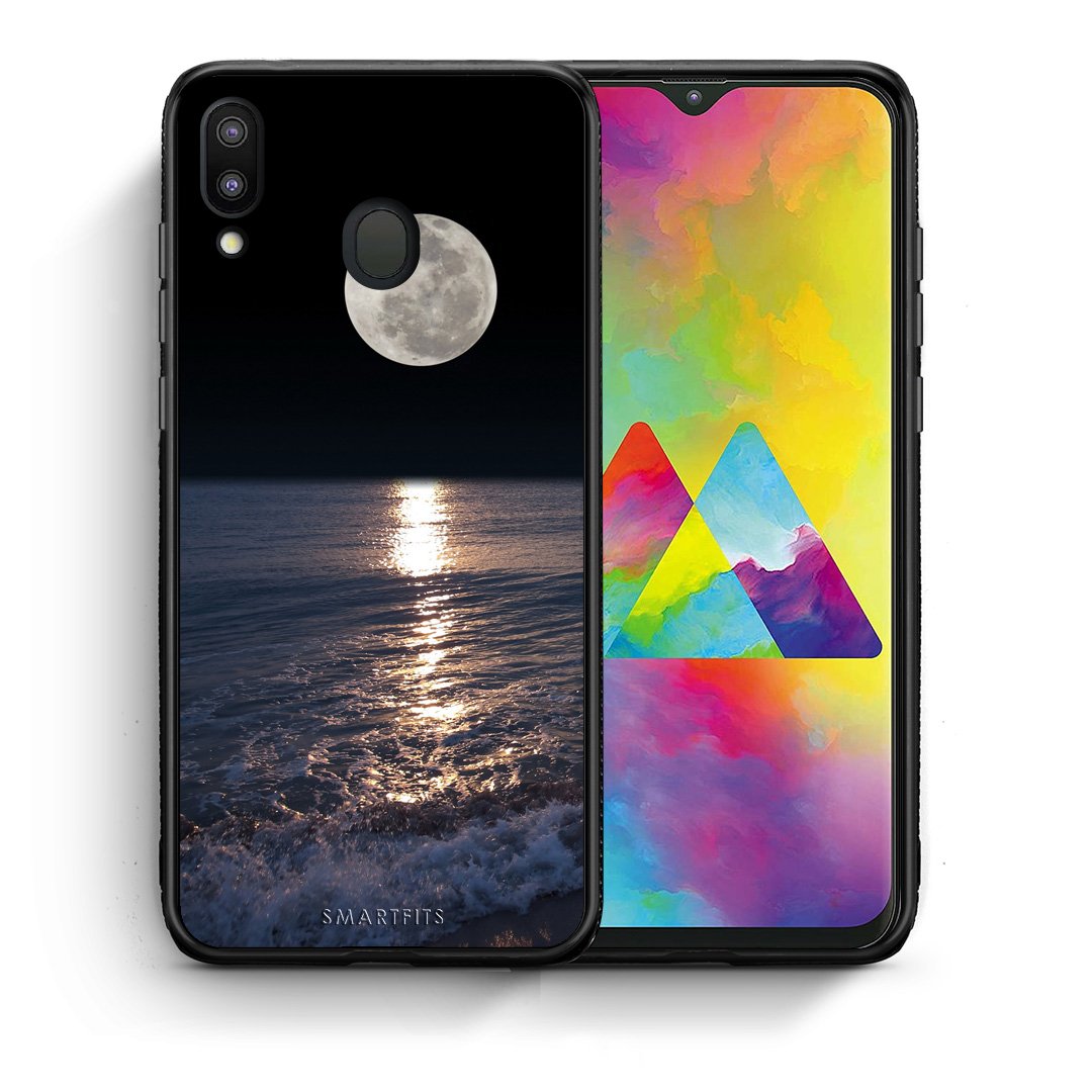 Θήκη Samsung M20 Moon Landscape από τη Smartfits με σχέδιο στο πίσω μέρος και μαύρο περίβλημα | Samsung M20 Moon Landscape case with colorful back and black bezels