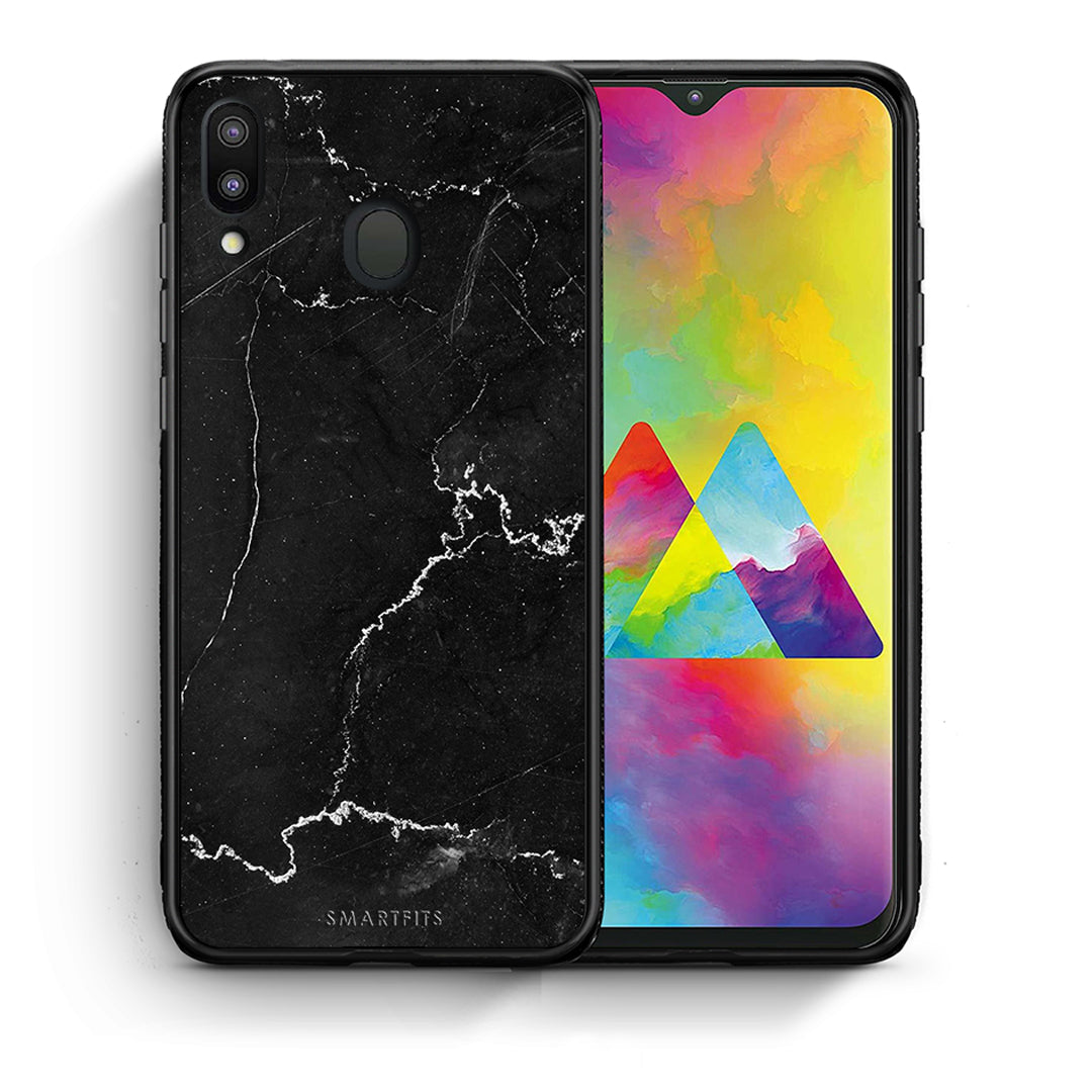 Θήκη Samsung M20 Marble Black από τη Smartfits με σχέδιο στο πίσω μέρος και μαύρο περίβλημα | Samsung M20 Marble Black case with colorful back and black bezels