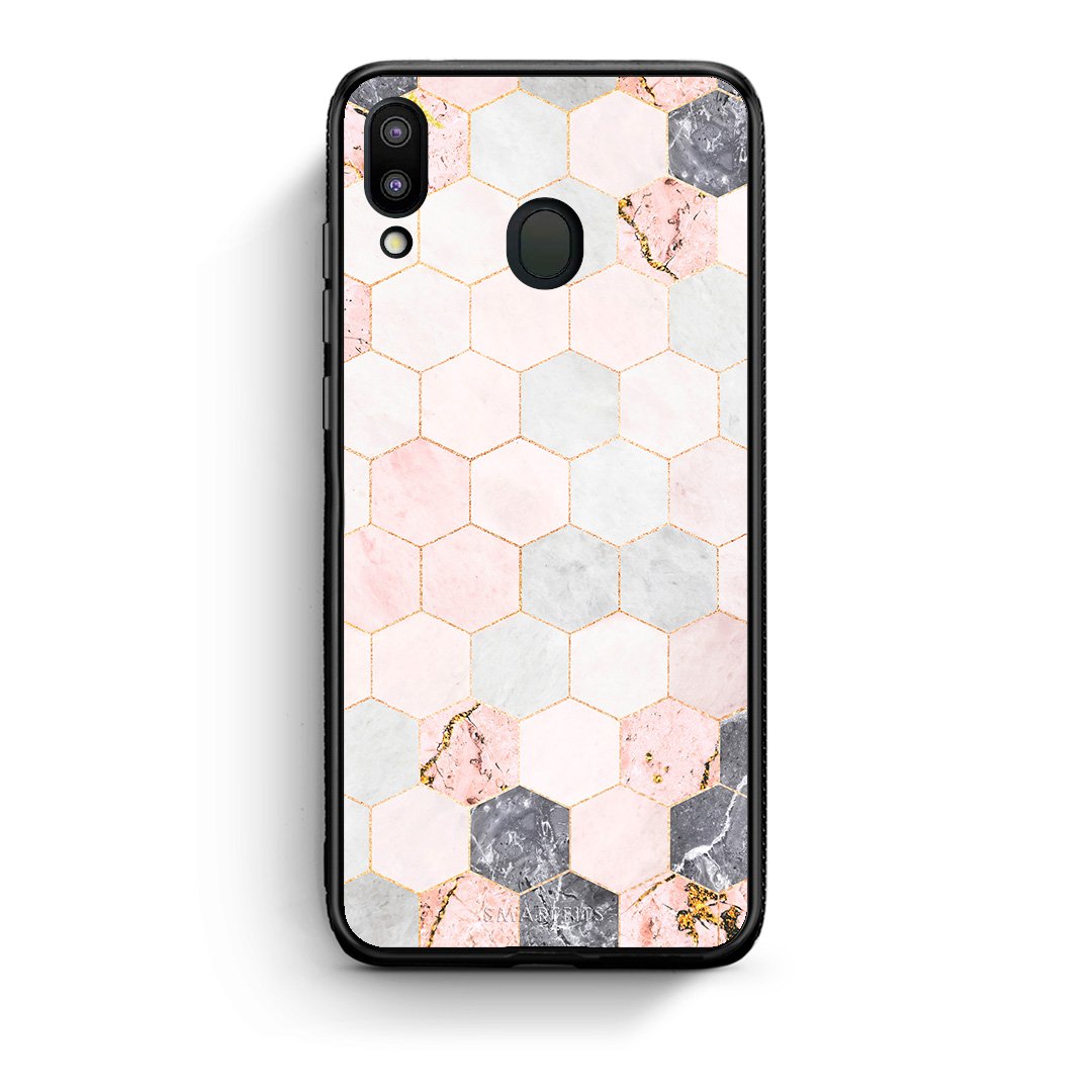 4 - Samsung M20 Hexagon Pink Marble case, cover, bumper