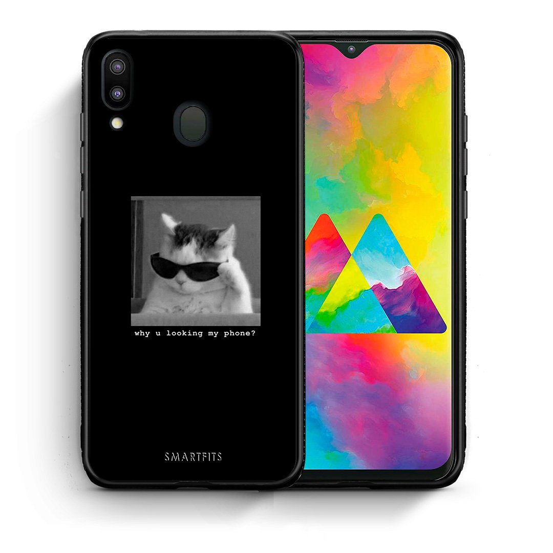 Θήκη Samsung M20 Meme Cat από τη Smartfits με σχέδιο στο πίσω μέρος και μαύρο περίβλημα | Samsung M20 Meme Cat case with colorful back and black bezels