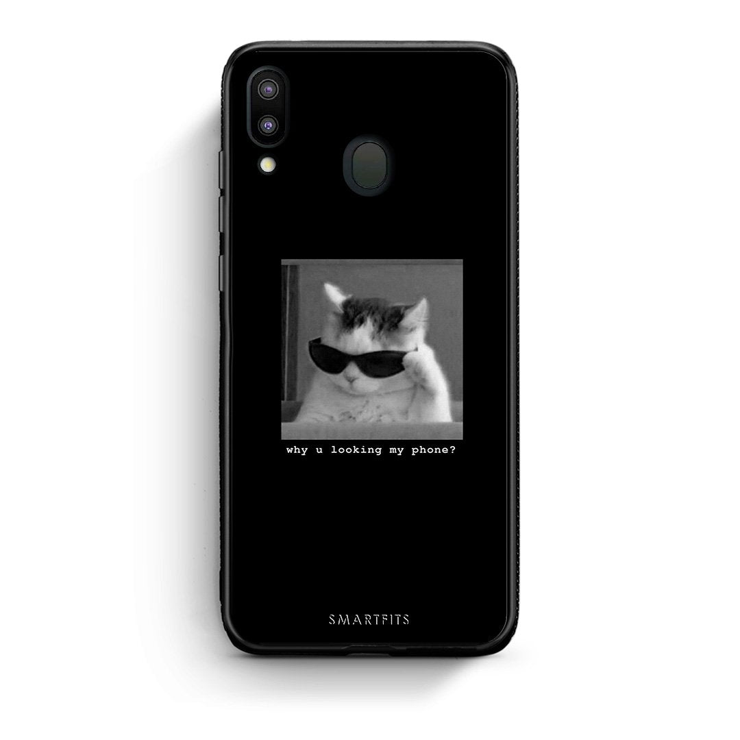 Samsung M20 Meme Cat θήκη από τη Smartfits με σχέδιο στο πίσω μέρος και μαύρο περίβλημα | Smartphone case with colorful back and black bezels by Smartfits