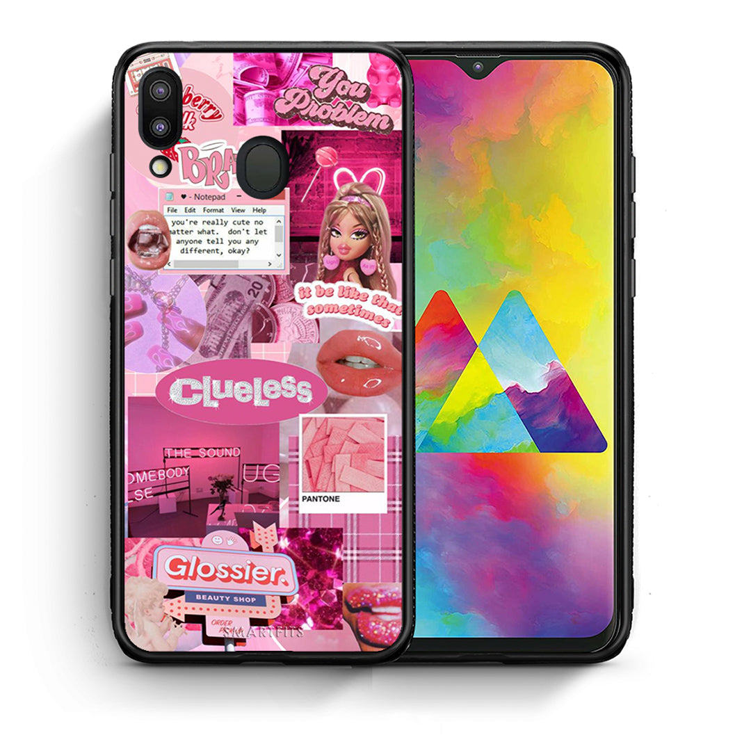 Θήκη Αγίου Βαλεντίνου Samsung M20 Pink Love από τη Smartfits με σχέδιο στο πίσω μέρος και μαύρο περίβλημα | Samsung M20 Pink Love case with colorful back and black bezels