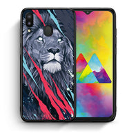 Thumbnail for Θήκη Samsung M20 Lion Designer PopArt από τη Smartfits με σχέδιο στο πίσω μέρος και μαύρο περίβλημα | Samsung M20 Lion Designer PopArt case with colorful back and black bezels