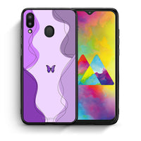 Thumbnail for Θήκη Αγίου Βαλεντίνου Samsung M20 Purple Mariposa από τη Smartfits με σχέδιο στο πίσω μέρος και μαύρο περίβλημα | Samsung M20 Purple Mariposa case with colorful back and black bezels