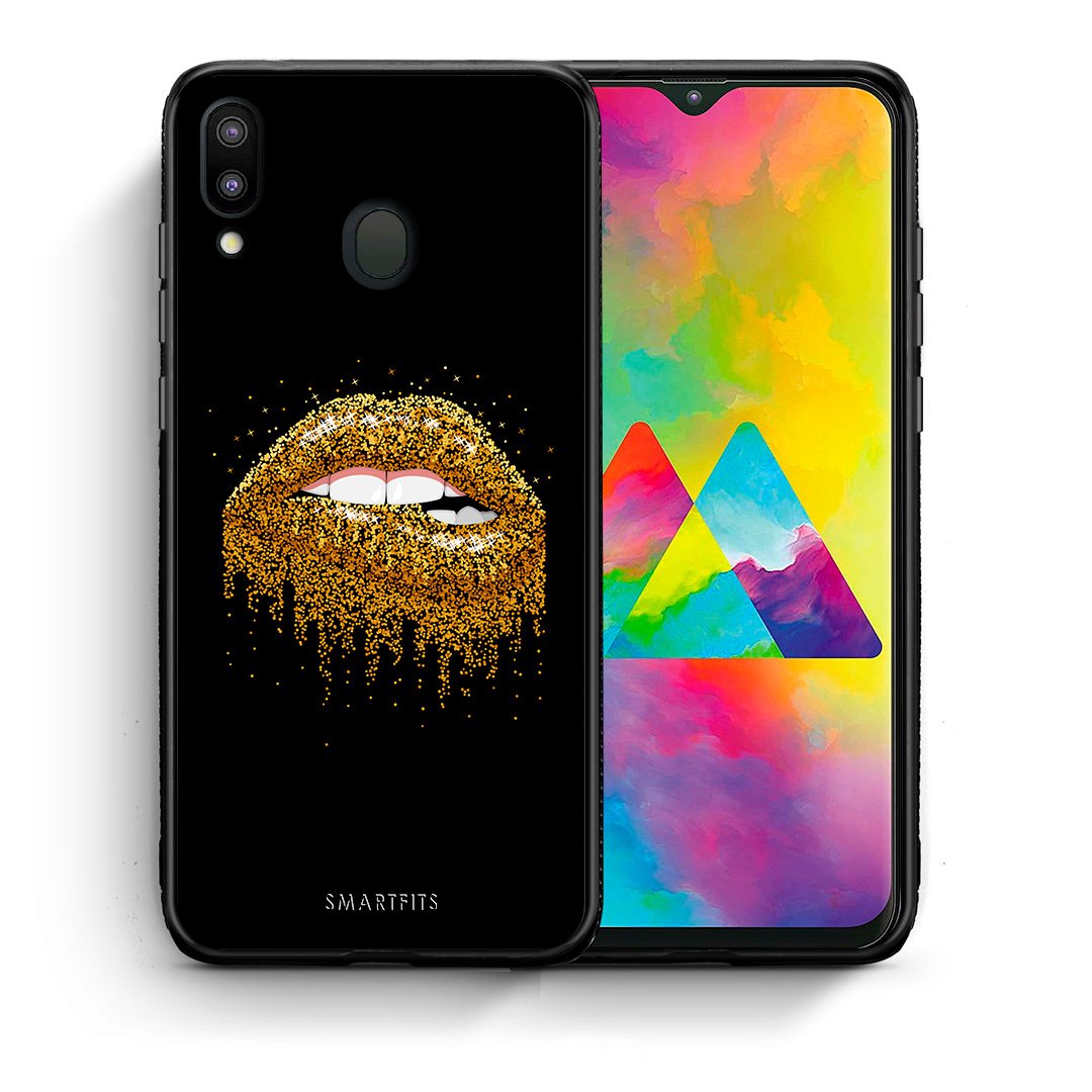 Θήκη Samsung M20 Golden Valentine από τη Smartfits με σχέδιο στο πίσω μέρος και μαύρο περίβλημα | Samsung M20 Golden Valentine case with colorful back and black bezels