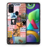 Thumbnail for Θήκη Αγίου Βαλεντίνου Samsung M21 / M31 Collage Bitchin από τη Smartfits με σχέδιο στο πίσω μέρος και μαύρο περίβλημα | Samsung M21 / M31 Collage Bitchin case with colorful back and black bezels