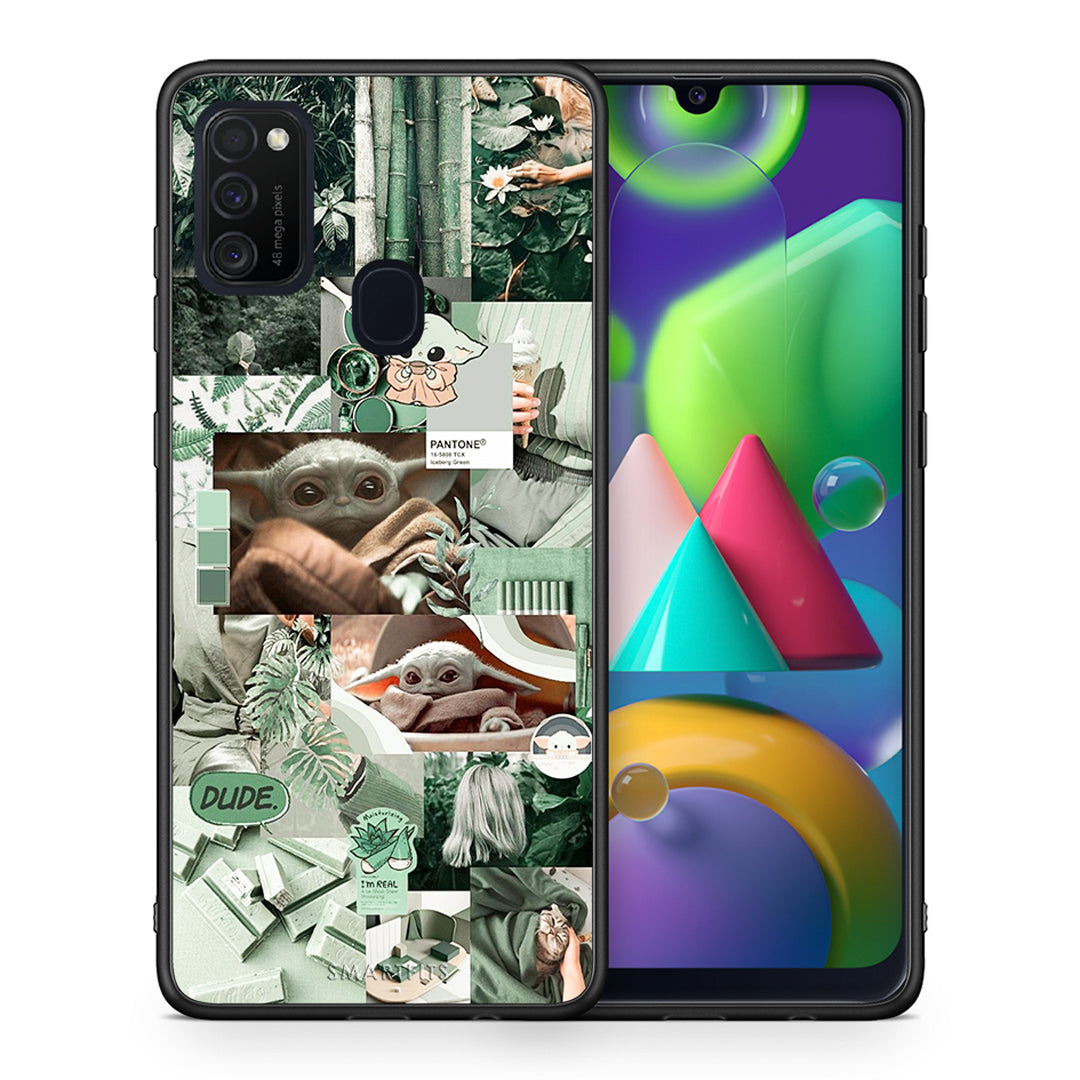 Θήκη Αγίου Βαλεντίνου Samsung M21 / M31 Collage Dude από τη Smartfits με σχέδιο στο πίσω μέρος και μαύρο περίβλημα | Samsung M21 / M31 Collage Dude case with colorful back and black bezels