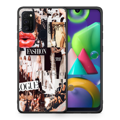 Θήκη Αγίου Βαλεντίνου Samsung M21 / M31 Collage Fashion από τη Smartfits με σχέδιο στο πίσω μέρος και μαύρο περίβλημα | Samsung M21 / M31 Collage Fashion case with colorful back and black bezels