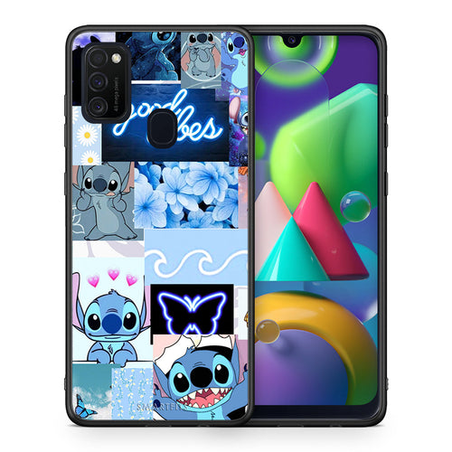 Θήκη Αγίου Βαλεντίνου Samsung M21 / M31 Collage Good Vibes από τη Smartfits με σχέδιο στο πίσω μέρος και μαύρο περίβλημα | Samsung M21 / M31 Collage Good Vibes case with colorful back and black bezels