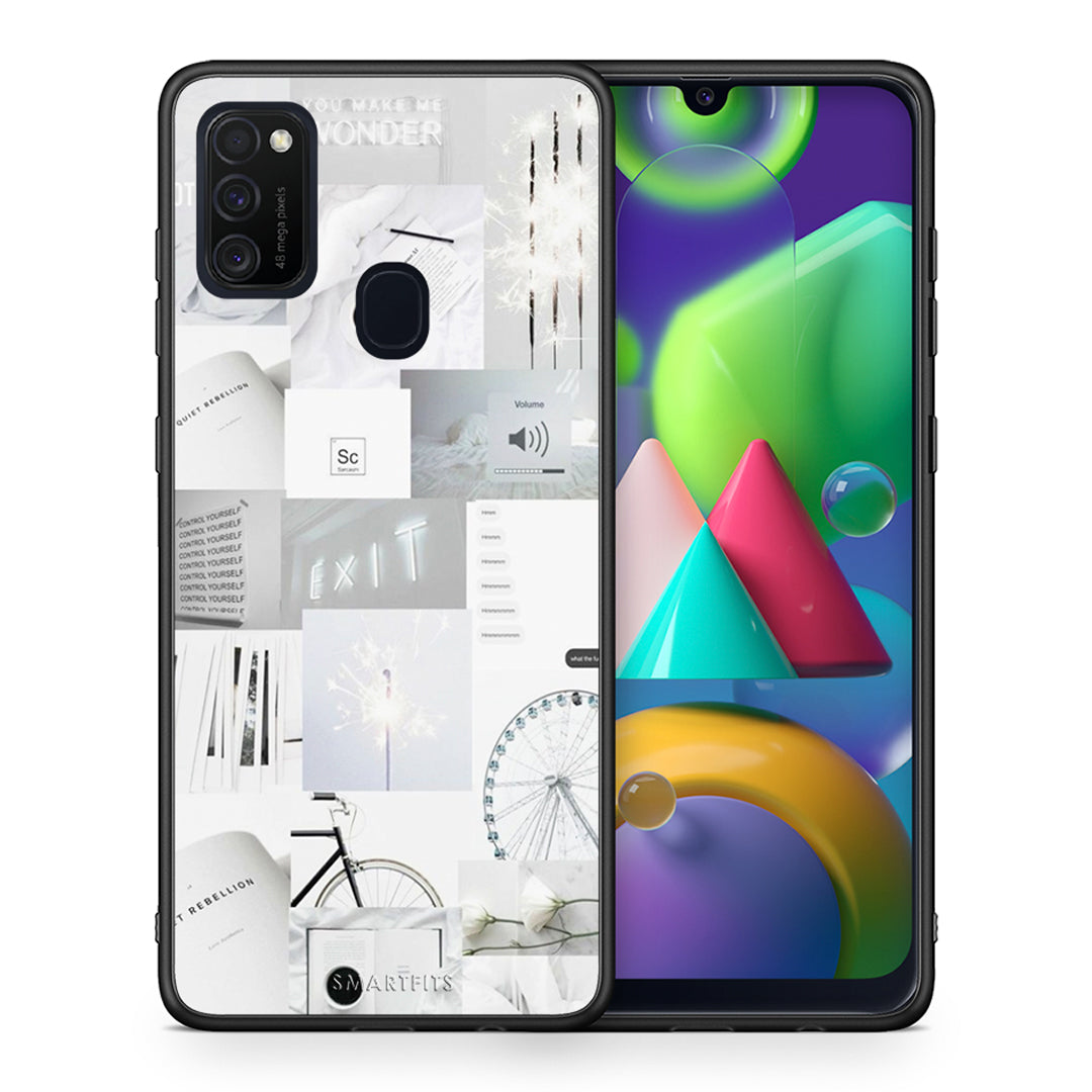 Θήκη Αγίου Βαλεντίνου Samsung M21 / M31 Collage Make Me Wonder από τη Smartfits με σχέδιο στο πίσω μέρος και μαύρο περίβλημα | Samsung M21 / M31 Collage Make Me Wonder case with colorful back and black bezels