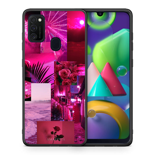 Θήκη Αγίου Βαλεντίνου Samsung M21 / M31 Collage Red Roses από τη Smartfits με σχέδιο στο πίσω μέρος και μαύρο περίβλημα | Samsung M21 / M31 Collage Red Roses case with colorful back and black bezels