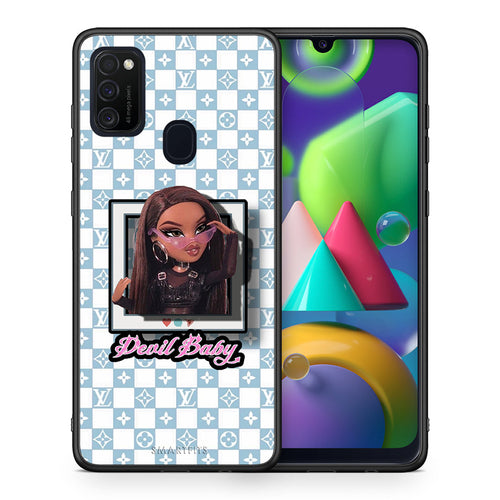 Θήκη Αγίου Βαλεντίνου Samsung M21 / M31 Devil Baby από τη Smartfits με σχέδιο στο πίσω μέρος και μαύρο περίβλημα | Samsung M21 / M31 Devil Baby case with colorful back and black bezels