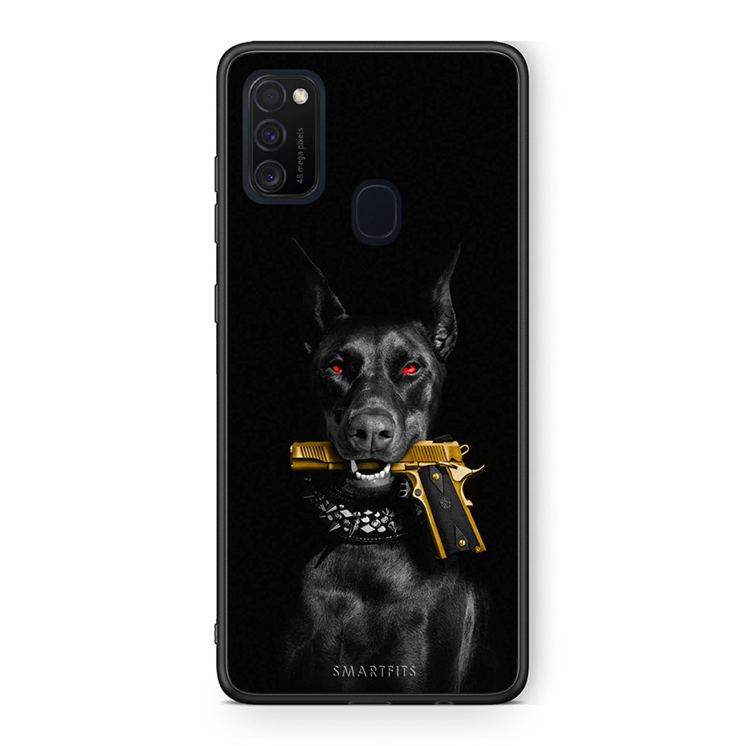 Samsung M21 / M31 Golden Gun Θήκη Αγίου Βαλεντίνου από τη Smartfits με σχέδιο στο πίσω μέρος και μαύρο περίβλημα | Smartphone case with colorful back and black bezels by Smartfits