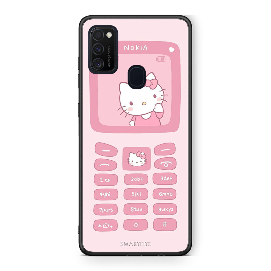 Samsung M21 / M31 Hello Kitten Θήκη Αγίου Βαλεντίνου από τη Smartfits με σχέδιο στο πίσω μέρος και μαύρο περίβλημα | Smartphone case with colorful back and black bezels by Smartfits