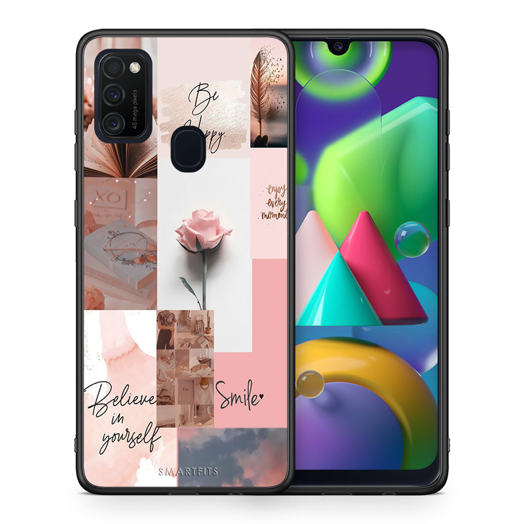 Θήκη Samsung M21/M31 Aesthetic Collage από τη Smartfits με σχέδιο στο πίσω μέρος και μαύρο περίβλημα | Samsung M21/M31 Aesthetic Collage case with colorful back and black bezels