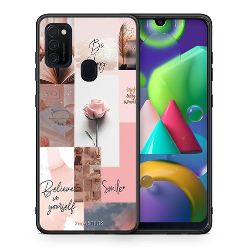 Θήκη Samsung M21/M31 Aesthetic Collage από τη Smartfits με σχέδιο στο πίσω μέρος και μαύρο περίβλημα | Samsung M21/M31 Aesthetic Collage case with colorful back and black bezels