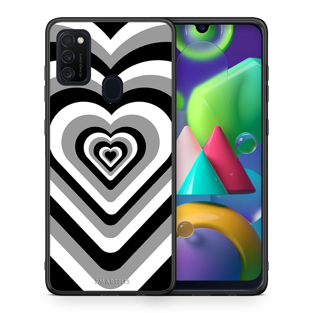 Θήκη Samsung M21/M31 Black Hearts από τη Smartfits με σχέδιο στο πίσω μέρος και μαύρο περίβλημα | Samsung M21/M31 Black Hearts case with colorful back and black bezels