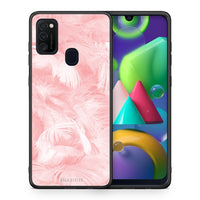Thumbnail for Θήκη Samsung M21/M31 Pink Feather Boho από τη Smartfits με σχέδιο στο πίσω μέρος και μαύρο περίβλημα | Samsung M21/M31 Pink Feather Boho case with colorful back and black bezels