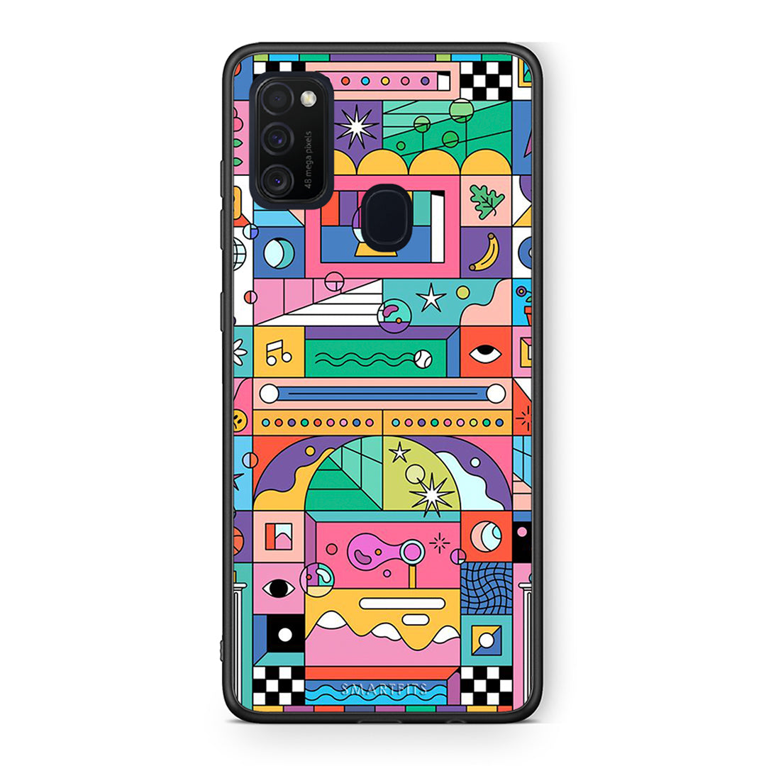 Samsung M21/M31 Bubbles Soap θήκη από τη Smartfits με σχέδιο στο πίσω μέρος και μαύρο περίβλημα | Smartphone case with colorful back and black bezels by Smartfits