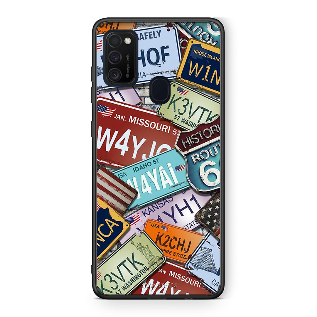Samsung M21/M31 Car Plates θήκη από τη Smartfits με σχέδιο στο πίσω μέρος και μαύρο περίβλημα | Smartphone case with colorful back and black bezels by Smartfits