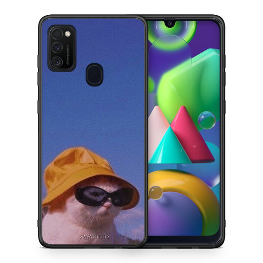 Θήκη Samsung M21/M31 Cat Diva από τη Smartfits με σχέδιο στο πίσω μέρος και μαύρο περίβλημα | Samsung M21/M31 Cat Diva case with colorful back and black bezels