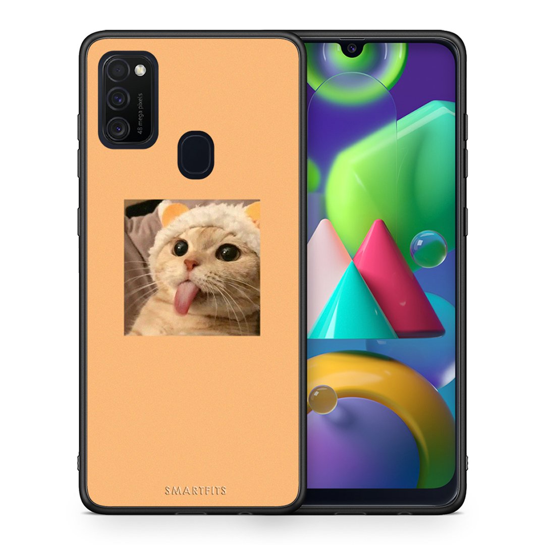 Θήκη Samsung M21/M31 Cat Tongue από τη Smartfits με σχέδιο στο πίσω μέρος και μαύρο περίβλημα | Samsung M21/M31 Cat Tongue case with colorful back and black bezels