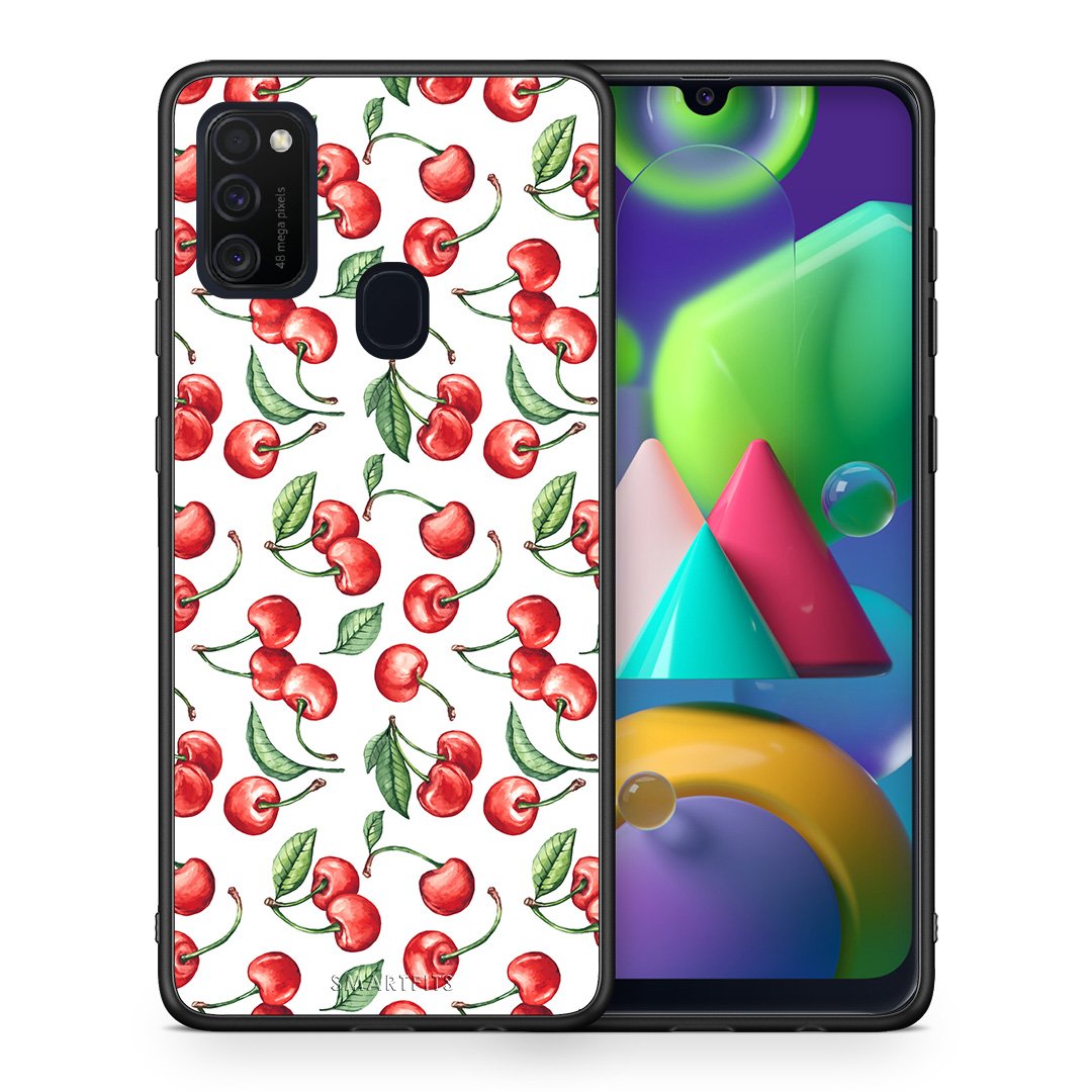 Θήκη Samsung M21/M31 Cherry Summer από τη Smartfits με σχέδιο στο πίσω μέρος και μαύρο περίβλημα | Samsung M21/M31 Cherry Summer case with colorful back and black bezels