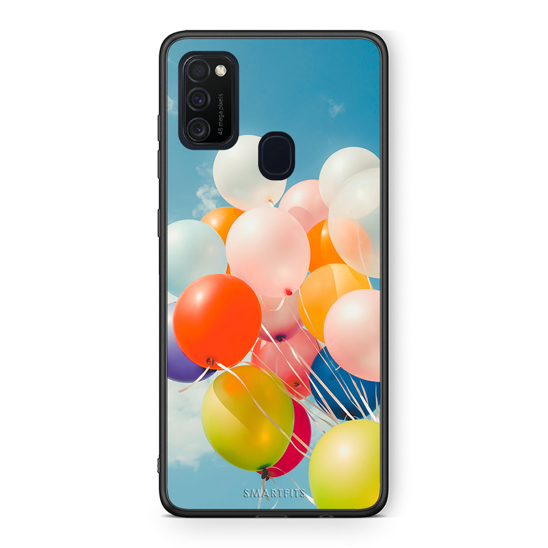 Samsung M21/M31 Colorful Balloons θήκη από τη Smartfits με σχέδιο στο πίσω μέρος και μαύρο περίβλημα | Smartphone case with colorful back and black bezels by Smartfits