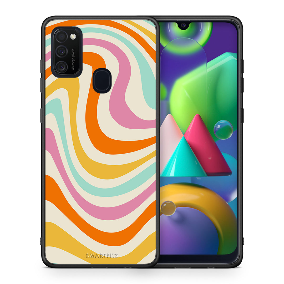 Θήκη Samsung M21/M31 Colourful Waves από τη Smartfits με σχέδιο στο πίσω μέρος και μαύρο περίβλημα | Samsung M21/M31 Colourful Waves case with colorful back and black bezels
