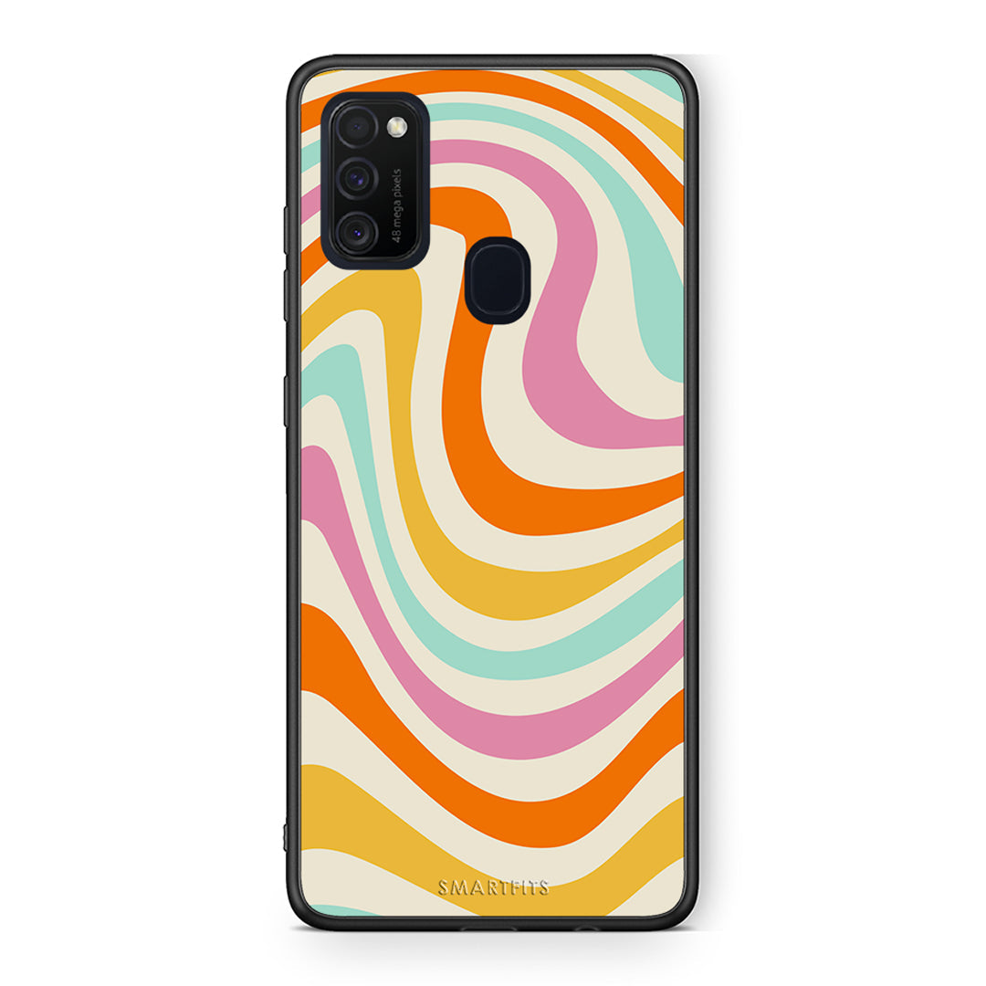 Samsung M21/M31 Colourful Waves θήκη από τη Smartfits με σχέδιο στο πίσω μέρος και μαύρο περίβλημα | Smartphone case with colorful back and black bezels by Smartfits