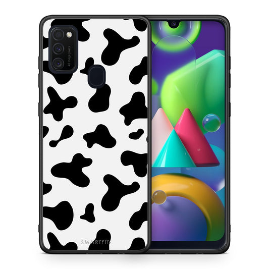 Θήκη Samsung M21/M31 Cow Print από τη Smartfits με σχέδιο στο πίσω μέρος και μαύρο περίβλημα | Samsung M21/M31 Cow Print case with colorful back and black bezels