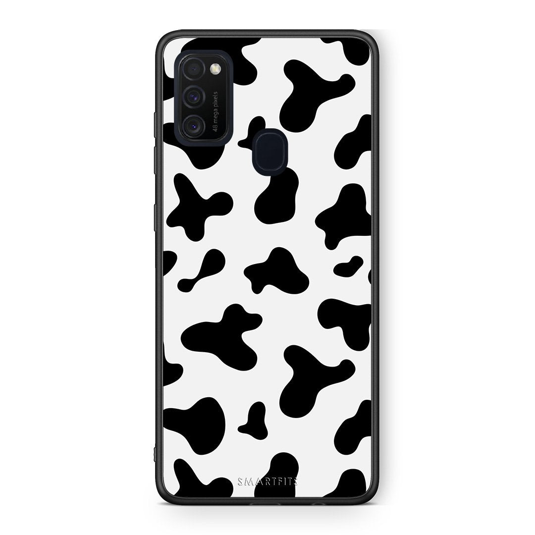 Samsung M21/M31 Cow Print θήκη από τη Smartfits με σχέδιο στο πίσω μέρος και μαύρο περίβλημα | Smartphone case with colorful back and black bezels by Smartfits