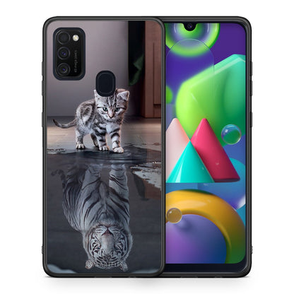 Θήκη Samsung M21/M31 Tiger Cute από τη Smartfits με σχέδιο στο πίσω μέρος και μαύρο περίβλημα | Samsung M21/M31 Tiger Cute case with colorful back and black bezels