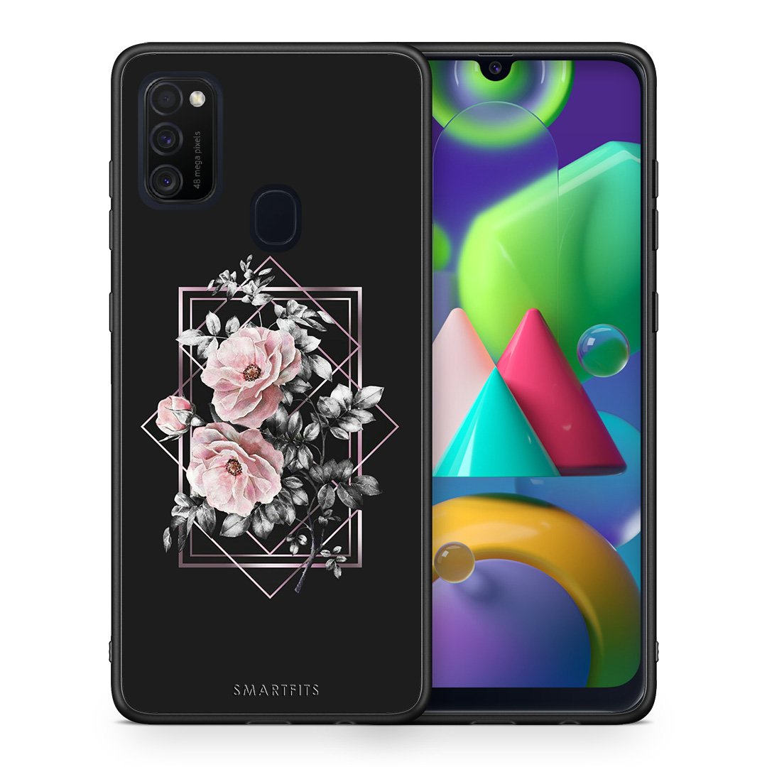 Θήκη Samsung M21/M31 Frame Flower από τη Smartfits με σχέδιο στο πίσω μέρος και μαύρο περίβλημα | Samsung M21/M31 Frame Flower case with colorful back and black bezels