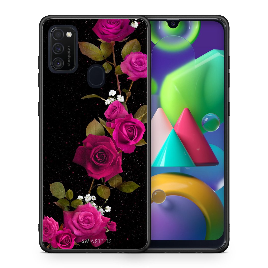 Θήκη Samsung M21/M31 Red Roses Flower από τη Smartfits με σχέδιο στο πίσω μέρος και μαύρο περίβλημα | Samsung M21/M31 Red Roses Flower case with colorful back and black bezels