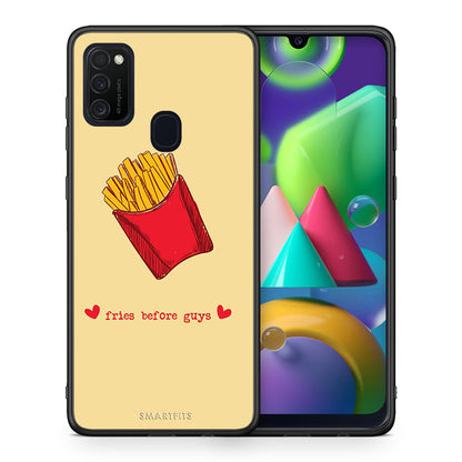 Θήκη Αγίου Βαλεντίνου Samsung M21 / M31 Fries Before Guys από τη Smartfits με σχέδιο στο πίσω μέρος και μαύρο περίβλημα | Samsung M21 / M31 Fries Before Guys case with colorful back and black bezels